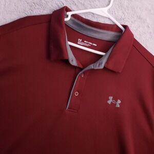 Under Armour Polo Shirt Mens 2XLT 2XL TALL Maroon Performance Golf Outdoor Logo